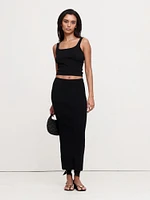 Crinkle-Knit Long Midi Skirt