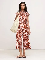 Cotton Poplin Wide-Leg Cropped Jumpsuit