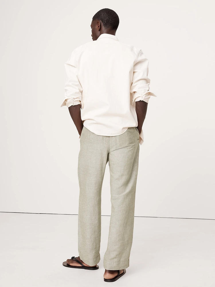 Relaxed Linen-Cotton Pull-On Beach Pant