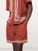 Embroidered TENCEL™-Linen Pull-On Short