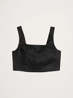 Linen Square-Neck Cropped Tank