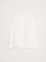Standard-Fit Linen Banded-Collar Shirt
