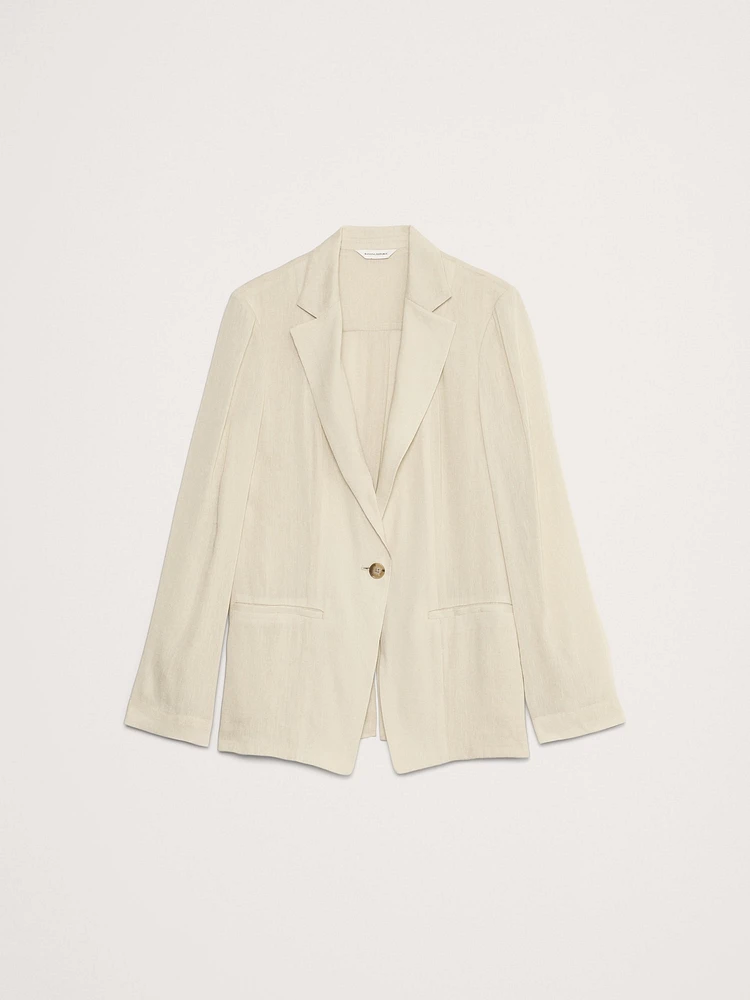 Linen-Viscose Open-Back Blazer