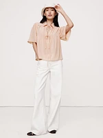 Matte Silk Tie-Front Shirt