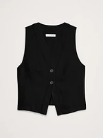 Lace-Trim Linen Vest