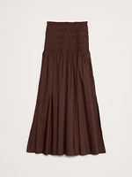 Cotton Poplin Smocked-Waist Maxi Skirt