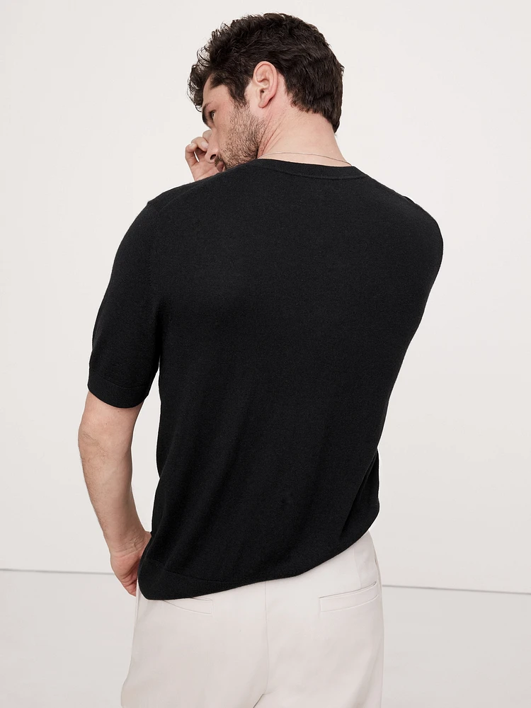 Cashmere-Silk Short-Sleeve Sweater