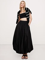 Cotton Poplin Bubble-Hem Maxi Skirt
