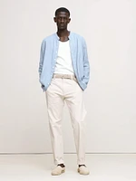 Standard-Fit Linen-Cotton Banded-Collar Shirt