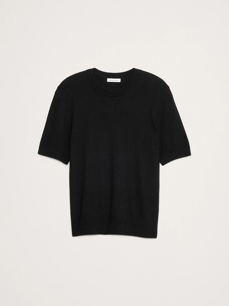 Cashmere-Silk Short-Sleeve Sweater