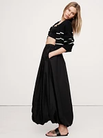 Cotton Poplin Bubble-Hem Maxi Skirt