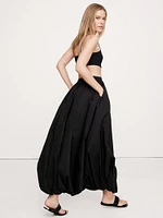 Cotton Poplin Bubble-Hem Maxi Skirt