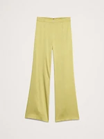 Mid-Rise Kick-Flare Satin Ankle Pant