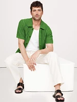 Wide-Ribbed Cotton Knit Shirt