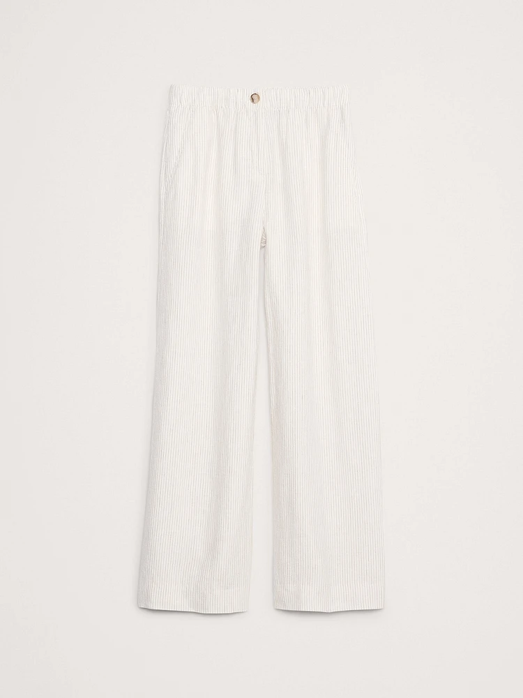 Wide-Leg Linen Pull-On Pant