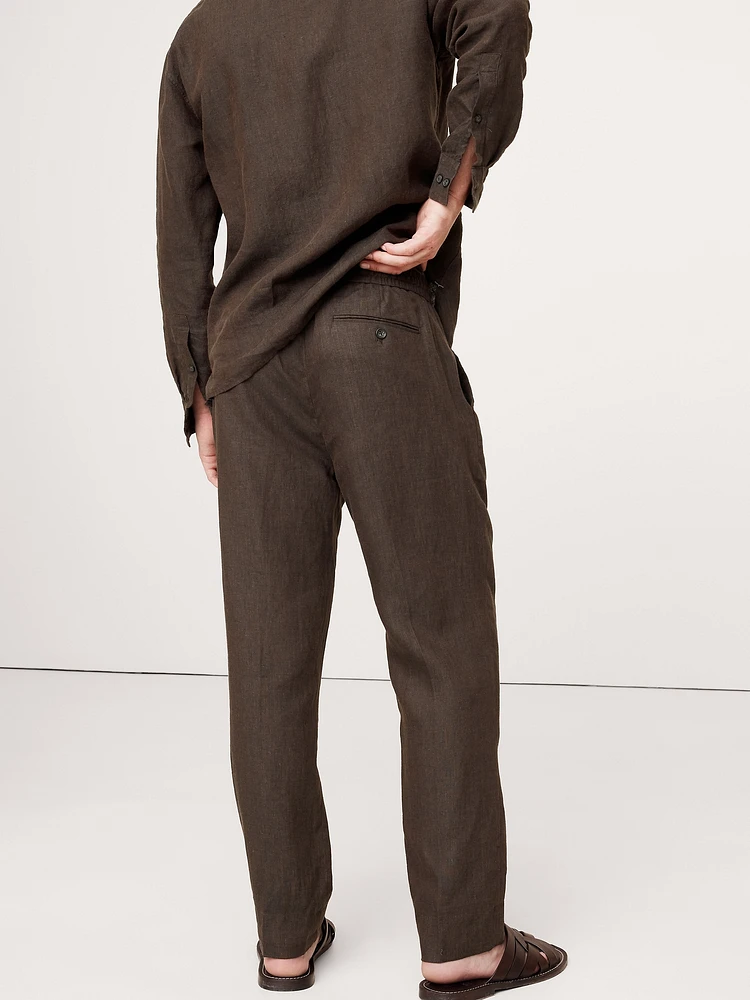 Straight Linen Pull-On Pant