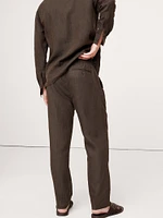 Straight Linen Pull-On Pant