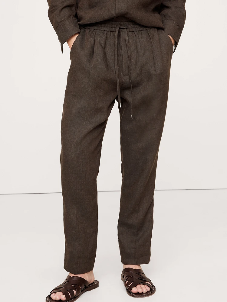 Straight Linen Pull-On Pant