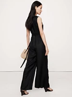 Viscose-Linen Wrap-Front Jumpsuit
