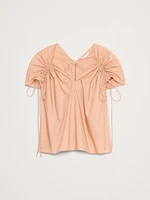 Oversized Cotton Poplin Drawstring Top