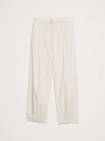High-Rise Pleated Cotton Poplin Cropped Pant