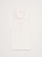 Crinkle Knit Sleeveless Polo