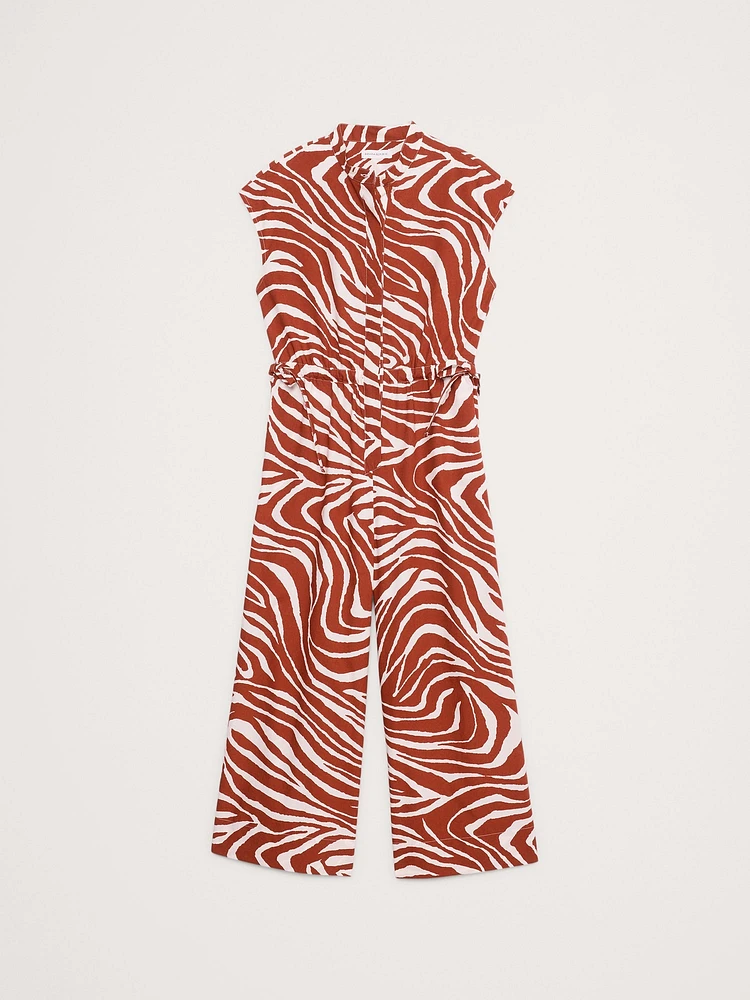 Cotton Poplin Wide-Leg Cropped Jumpsuit
