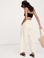 High-Rise Pleated Cotton Poplin Cropped Pant