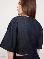 Denim Cropped Tie T-Shirt