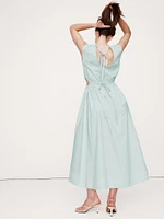 Cotton Poplin Side Cut-Out Midi Dress