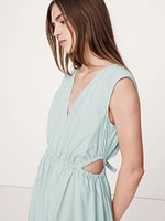 Cotton Poplin Side Cut-Out Midi Dress