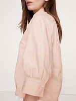 Balloon-Sleeve Cotton Poplin Popover Top
