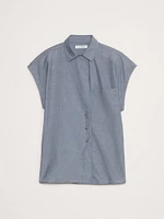 Oversized Cotton Chambray Asymmetrical Tunic