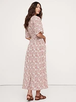 Matte Silk Tie-Front Shirt Dress