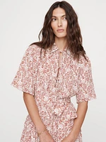 Matte Silk Tie-Front Shirt Dress