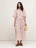 Matte Silk Tie-Front Shirt Dress