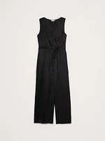 Viscose-Linen Wrap-Front Jumpsuit