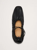 RUCHED LEATHER BALLET FLAT