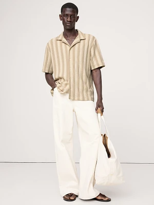 Pointelle Stripe Resort Shirt