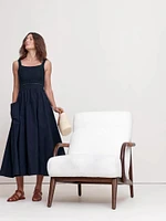 Crochet & Cotton Poplin Mixed-Media Midi Dress