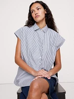Oversized Cotton Poplin Asymmetrical Tunic