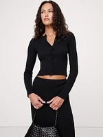 Crinkle Knit Cropped Cardigan
