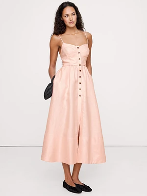 Linen Corset Long Midi Dress