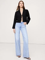 Crinkle Tie-Front Cropped Blazer