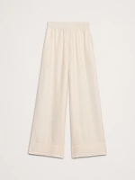 Wide-Leg Linen Pull-On Ankle Pant