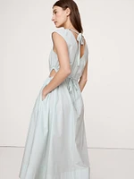 Cotton Poplin Side Cut-Out Midi Dress