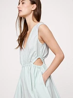 Cotton Poplin Side Cut-Out Midi Dress