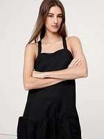 Viscose-Linen Flounce-Hem Mini Dress