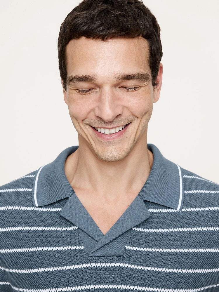 Texture Stripe Cotton Polo