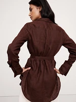 Linen Belted Tunic Shirt